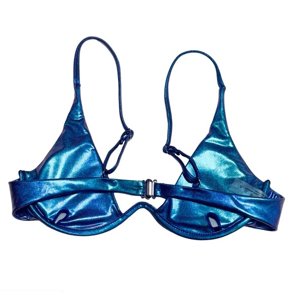 🦋M Blue/Purple Holographic Metallic Bikini Top 🦋 - Picture 2 of 13
